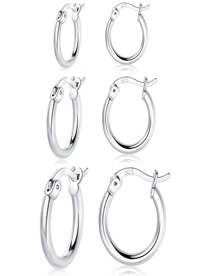 HEEYA Sterling Silver Hoop Earring 3 Pairs 925 Sterling Silver Hoop Earrings for Women Men,for Multi-Piercings Fashion Jewelry Gifts for Her Him,13/15/20mm,Trendy Hoop Earrings Stacks for Multiple Piercing,Earring Gift - Image 1